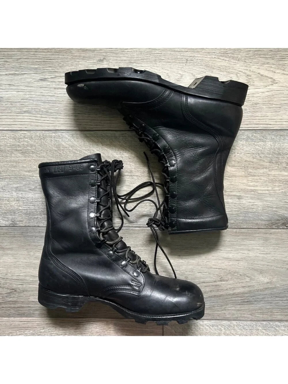 Vintage US Military Combat Boots Men's 8.5 Black Leather 1988